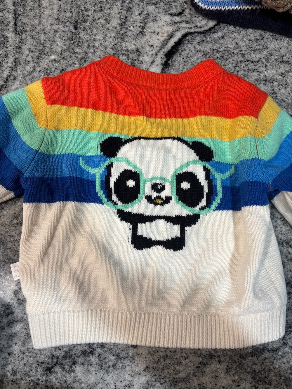 Kids Rainbow Stripe Panda Zip Up Knit Cardigan Size 90/48 2T